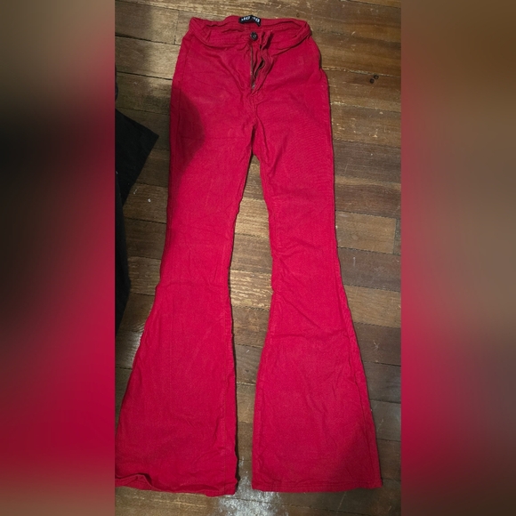 Stylish Red And Pink Flared Pants - Picture 1 of 6